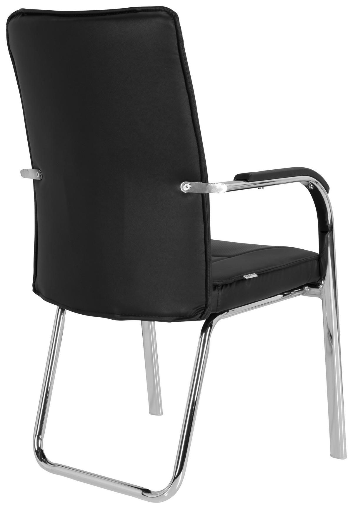 BESUCHERSTUHL  in Lederlook Schwarz  - Chromfarben/Schwarz, MODERN, Textil/Metall (55/94/44cm) - MID.YOU