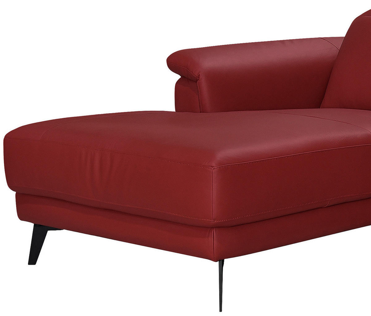 ECKSOFA Rot Echtleder  - Rot/Schwarz, MODERN, Leder/Holz (174/276cm) - Livetastic