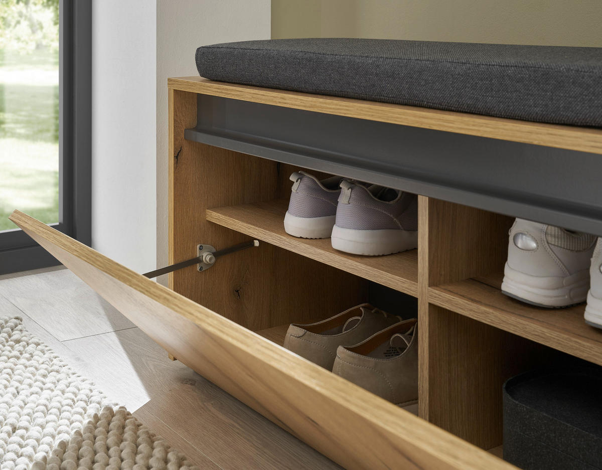 GARDEROBE 5-teilig  in 230/200/40 cm  - Eichefarben/Anthrazit, Design, Glas/Holzwerkstoff (230/200/40cm) - Modante