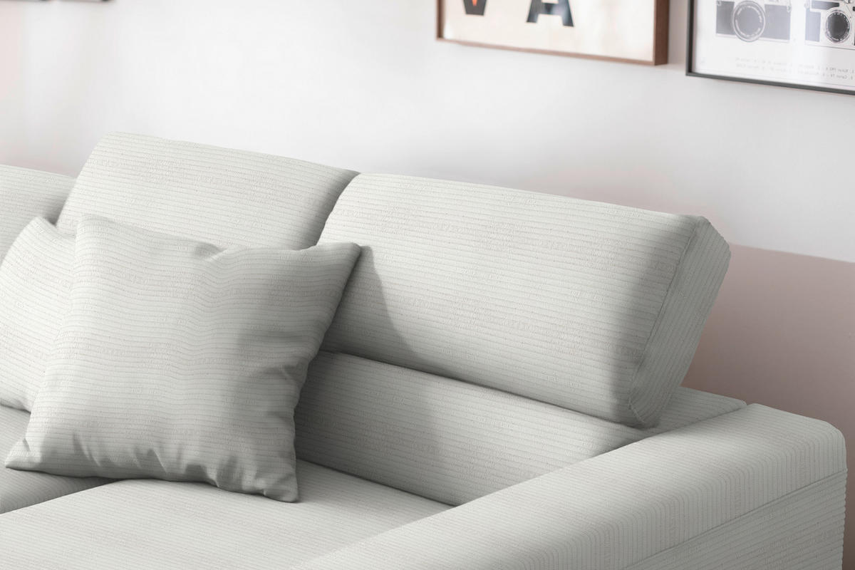 ECKSOFA Cord Weiss  - Weiss/Schwarz, Design, Textil/Metall (293/215-217cm) - Schöner Wohnen