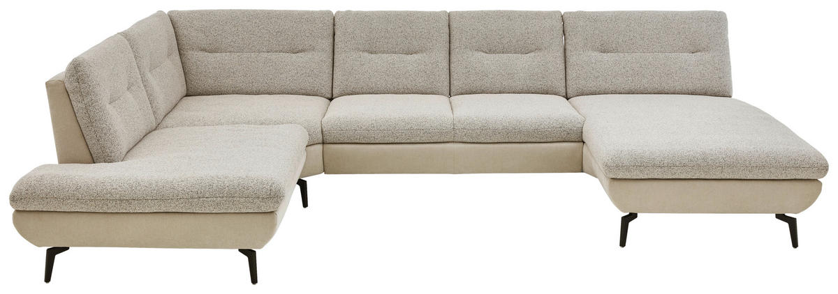 WOHNLANDSCHAFT Silberfarben, Beige Chenille  - Beige/Silberfarben, Design, Textil/Metall (243/352/190cm) - Dieter Knoll
