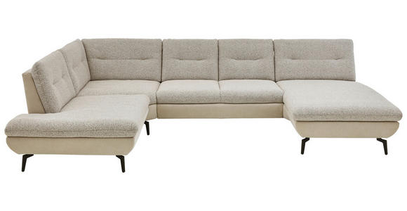 WOHNLANDSCHAFT Silberfarben, Beige Chenille  - Beige/Silberfarben, Design, Textil/Metall (243/352/190cm) - Dieter Knoll