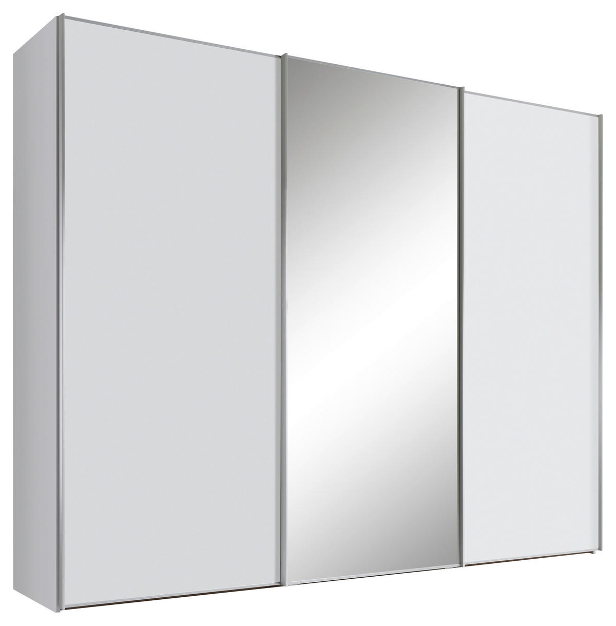 SCHWEBETÜRENSCHRANK in Weiss  - Weiss/Alufarben, Design, Glas/Holzwerkstoff (280/222/68cm) - Moderano