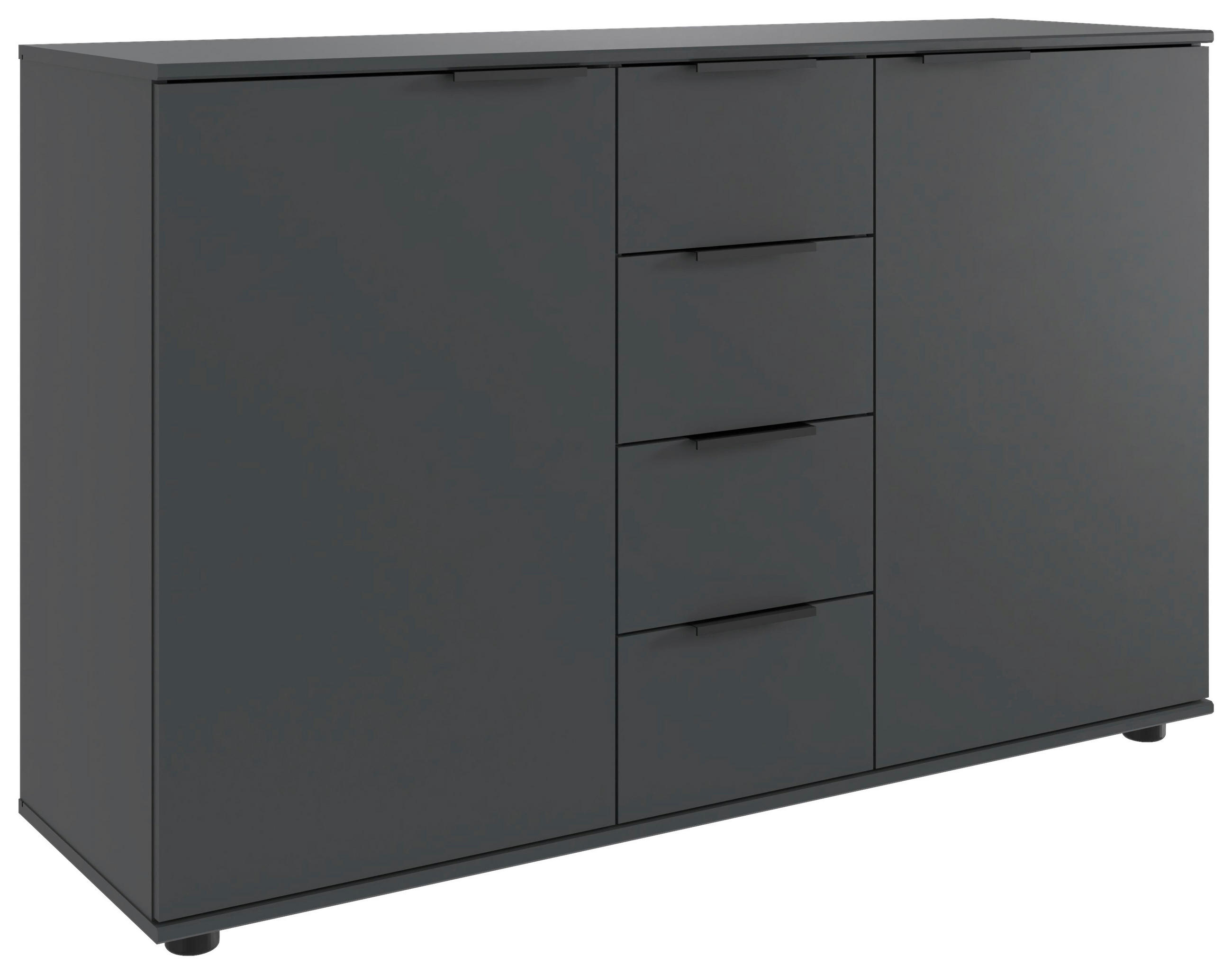SIDEBOARD  130/83/41 cm 4 tiroir(s)  - couleur graphite/noir, Design, métal/matière synthétique (130/83/41cm) - Carryhome