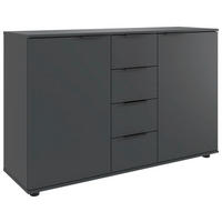 SIDEBOARD  130/83/41 cm 4 Schublade(n)  - Schwarz/Graphitfarben, Design, Holzwerkstoff/Kunststoff (130/83/41cm) - Carryhome