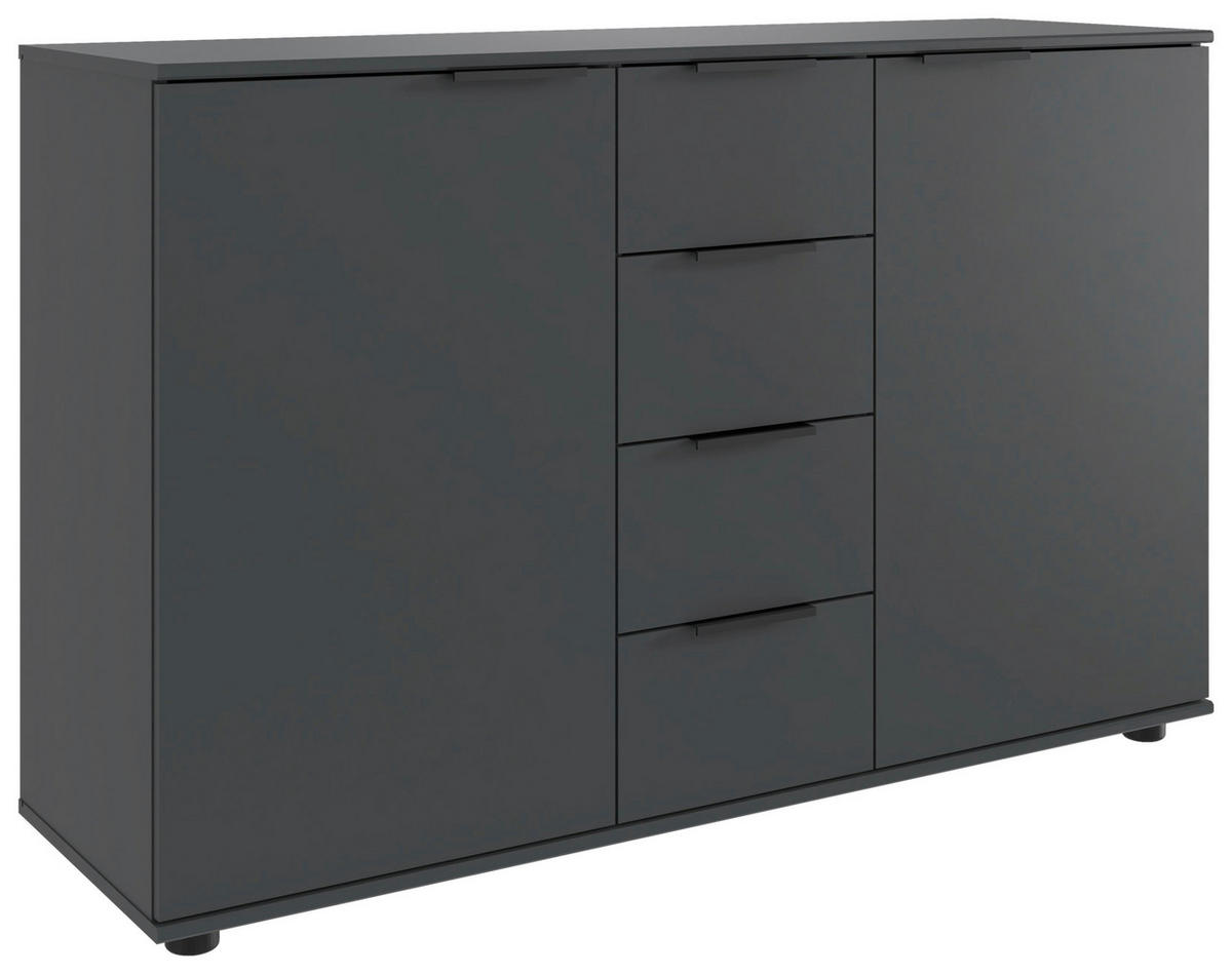 SIDEBOARD  130/83/41 cm 4 Schublade(n)  - Schwarz/Graphitfarben, Design, Holzwerkstoff/Kunststoff (130/83/41cm) - Carryhome