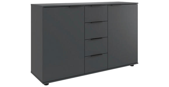 SIDEBOARD  130/83/41 cm 4 Schublade(n)  - Schwarz/Graphitfarben, Design, Holzwerkstoff/Kunststoff (130/83/41cm) - Carryhome