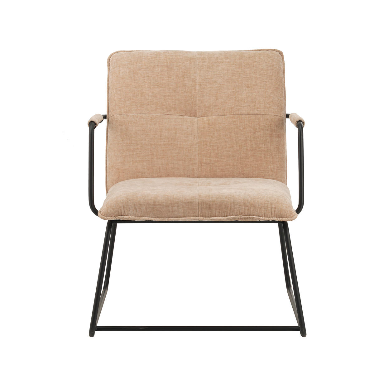 SESSEL in Chenille Beige  - Beige/Schwarz, MODERN, Textil/Metall (65/80/68cm) - MID.YOU