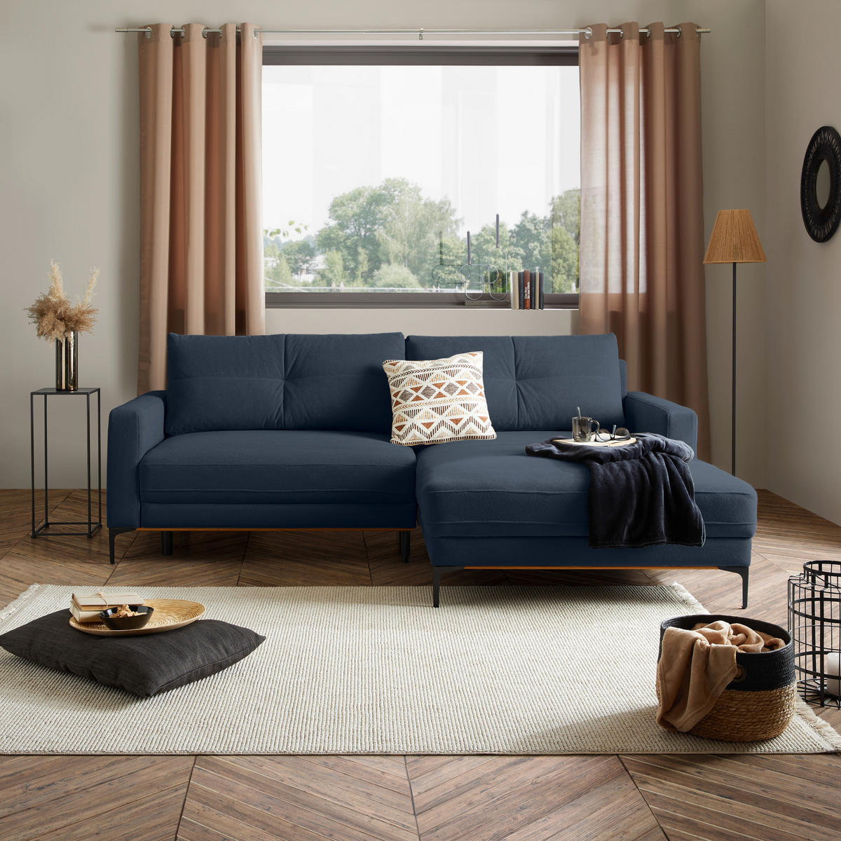 ECKSOFA Royalblau  - Royalblau/Schwarz, MODERN, Textil/Metall (238/162cm) - Ondega