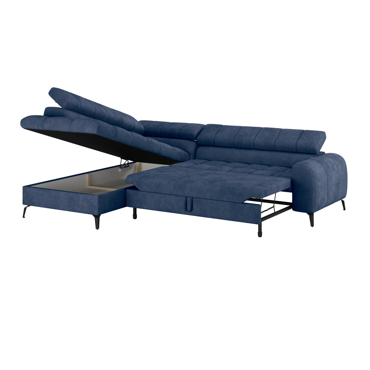 ECKSOFA in Blau  - Blau/Schwarz, Trend, Kunststoff/Textil (203/261cm) - Livetastic