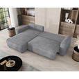 ECKSOFA Grau Cord Zierkissen, Rückenkissen, Bettkasten, Schlaffunktion, Rücken echt, Liegefläche im Originalstoff  - Schwarz/Grau, MODERN, Kunststoff/Textil (190/280cm) - Carryhome