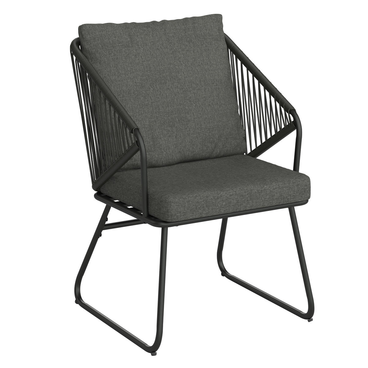 ZOSTAVA ZÁHRADNÉHO NÁBYTKU kov, plast, sklo, textil - čierna/tmavosivá, Design, kov/textil (58/85/85/76/60/180cm) - Ambia Garden