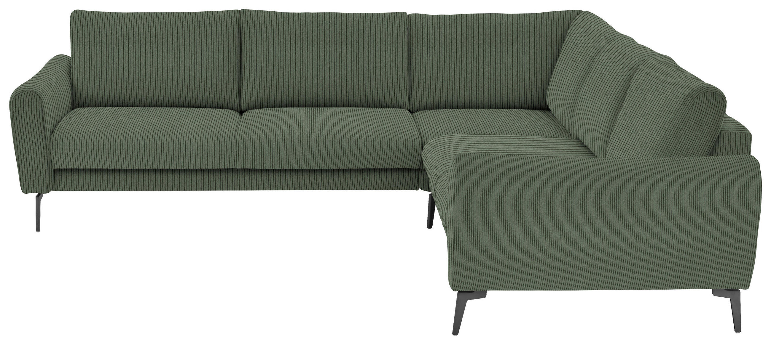 ECKSOFA in Velours, Feincord Grün  - Schwarz/Grün, Design, Textil/Metall (280/254cm) - Beldomo Style