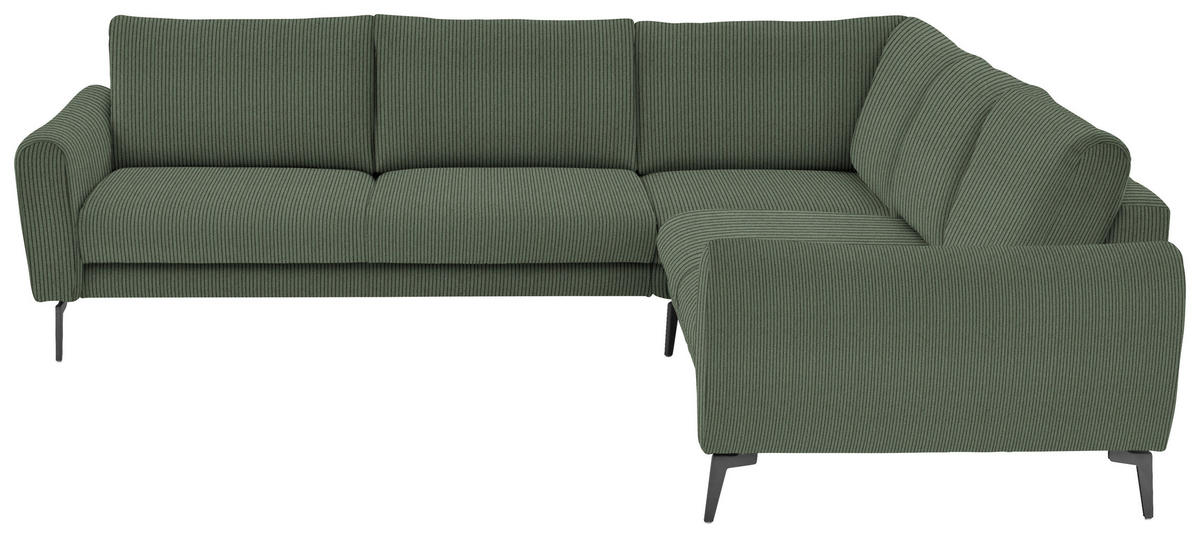 ECKSOFA in Velours, Feincord Grün  - Schwarz/Grün, Design, Textil/Metall (280/254cm) - Beldomo Style