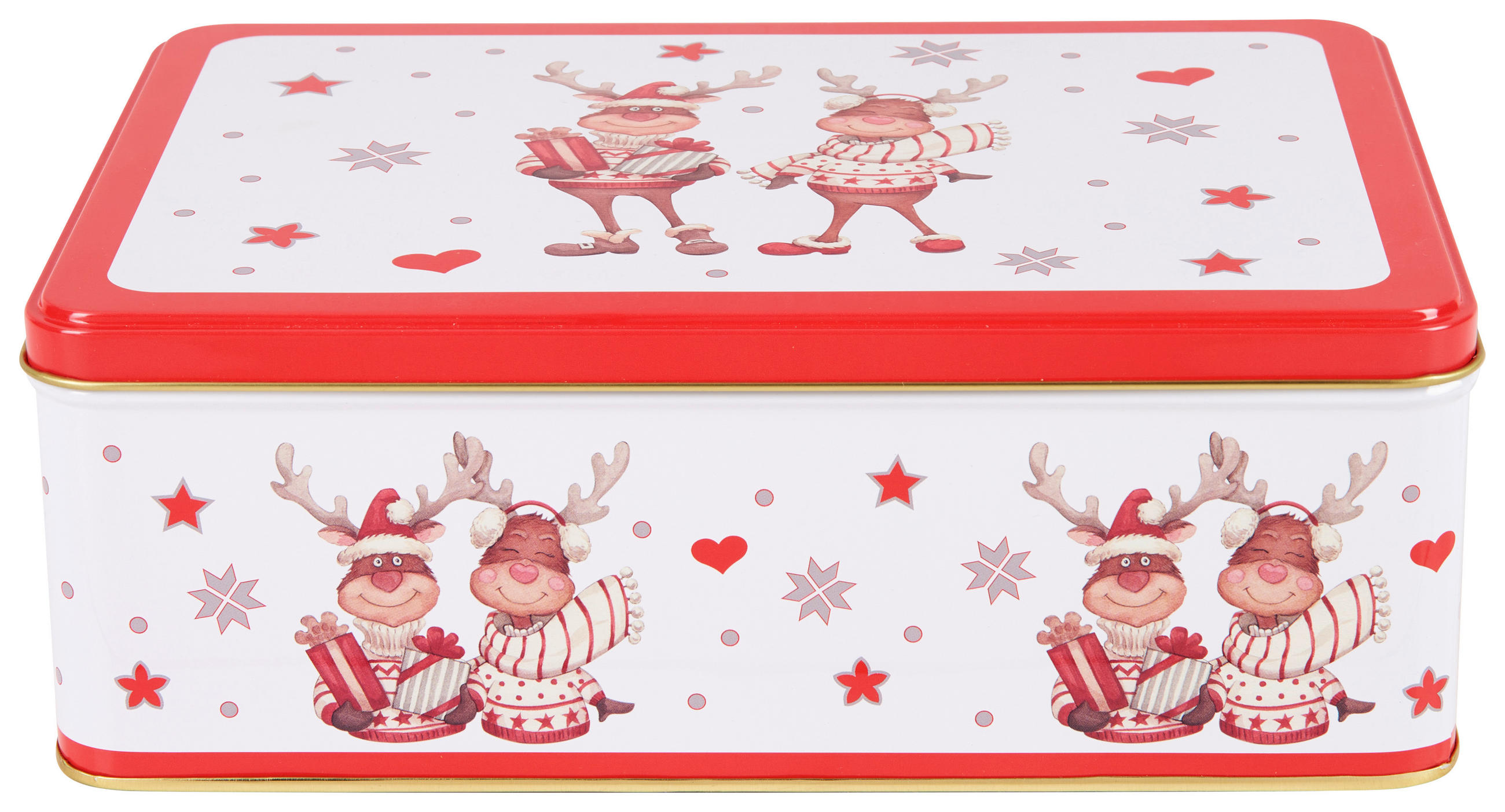 CUTIE PENTRU BISCUIțI  4.2 l  - alb/roșu, Basics, metal (26,5/18,5/9,4cm) - X-Mas