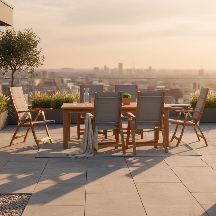 GARTENTISCHGRUPPE  - Grau/Akaziefarben, Basics, Holz/Textil (180-260/100/75cm) - Gardenson