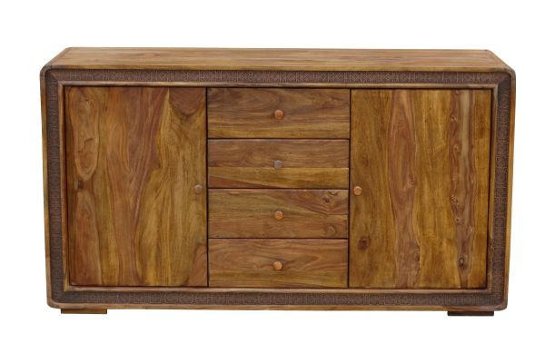 TÁLALÓSZEKRÉNY 150/85/40 cm  - barna/sheesham, Lifestyle, faalapú anyag/fém (150/85/40cm) - Landscape
