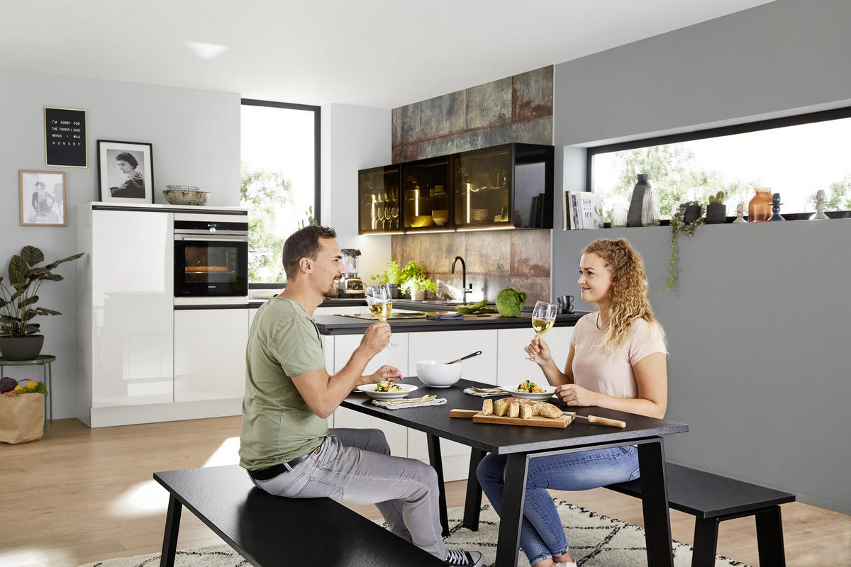 EINBAUKÜCHE   - Weiß, Design, Glas/Holzwerkstoff - Dieter Knoll