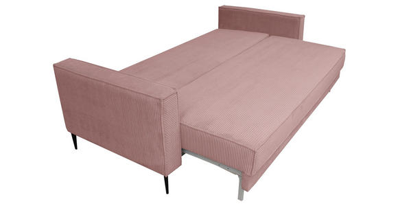 SCHLAFSOFA Cord Rosa  - Schwarz/Rosa, KONVENTIONELL, Textil/Metall (222/93/98cm) - Carryhome