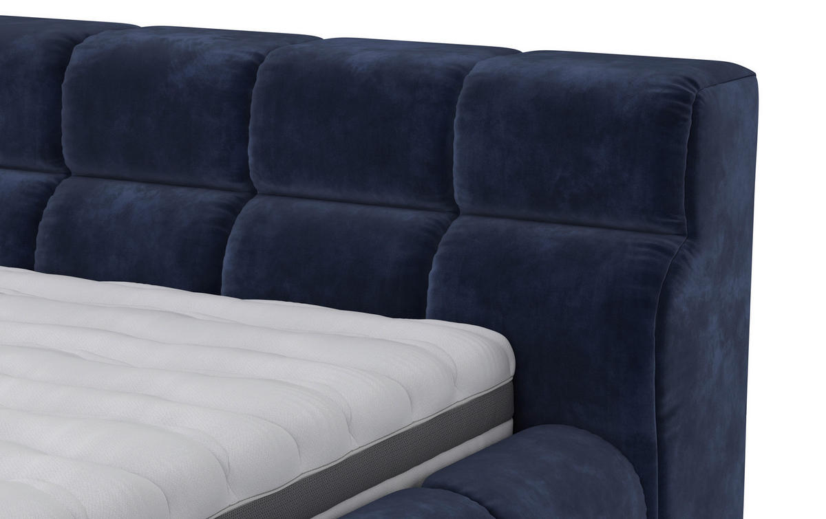 POLSTERBETT 200/200 cm,  in Blau,  - Blau/Schwarz, Design, Textil/Metall (200/200cm) - Belluti