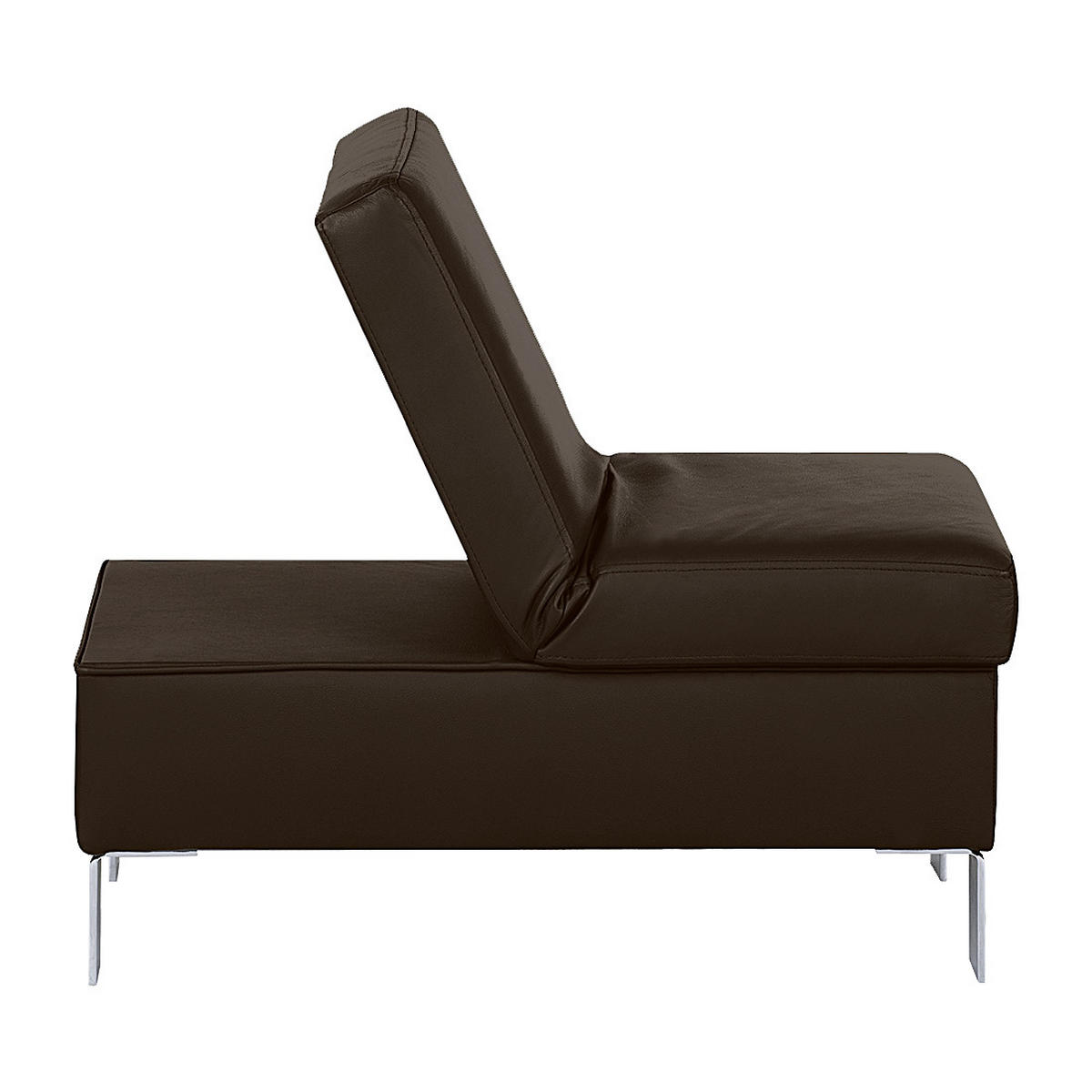 HOCKER in Leder Dunkelbraun  - Chromfarben/Dunkelbraun, Design, Leder/Metall (91/44/57cm) - Livetastic