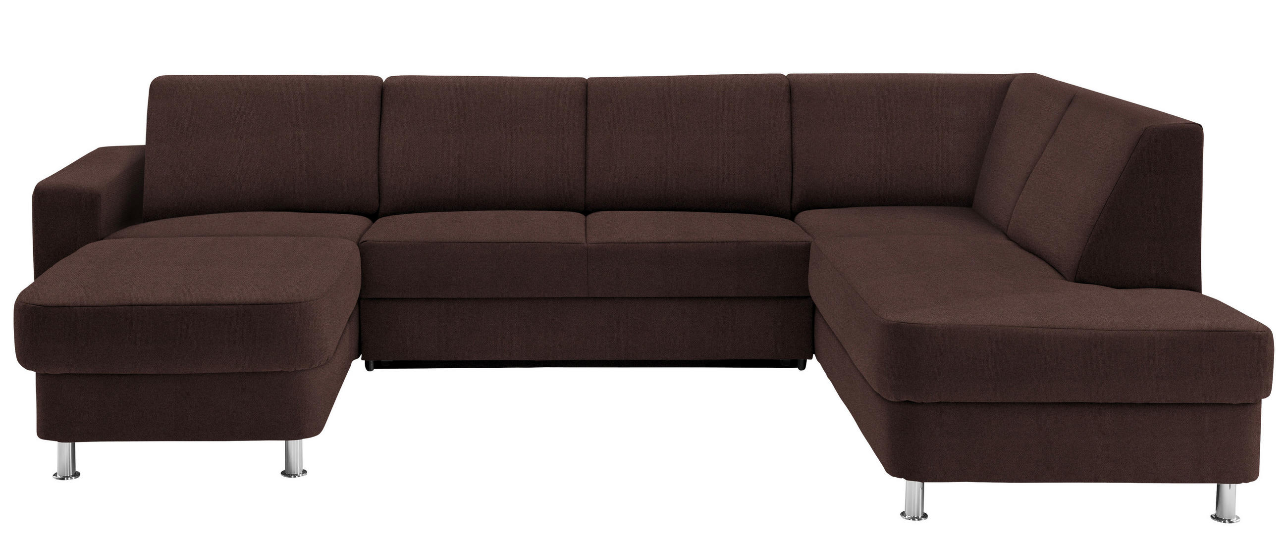 WOHNLANDSCHAFT in Chenille Dunkelbraun  - Chromfarben/Dunkelbraun, Design, Kunststoff/Textil (165/301/198cm) - Xora
