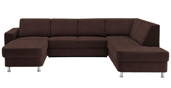 WOHNLANDSCHAFT  in Chenille Dunkelbraun  - Chromfarben/Dunkelbraun, Design, Kunststoff/Textil (165/301/198cm) - Xora