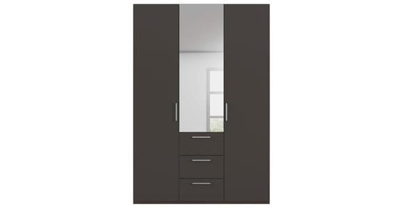DREHTÜRENSCHRANK  in Graphitfarben  - Edelstahlfarben/Graphitfarben, Basics, Glas/Holzwerkstoff (151/235/61cm) - Novel