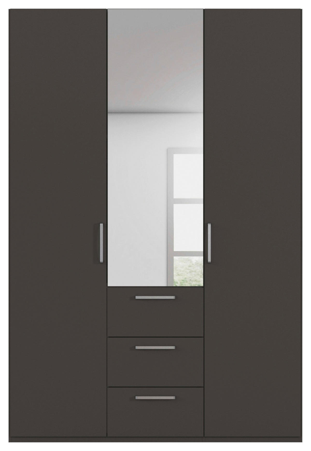 DREHTÜRENSCHRANK 151/235/61 cm,  in Graphitfarben, 3-türig  - Edelstahlfarben/Graphitfarben, Basics, Glas/Holzwerkstoff (151/235/61cm) - Novel