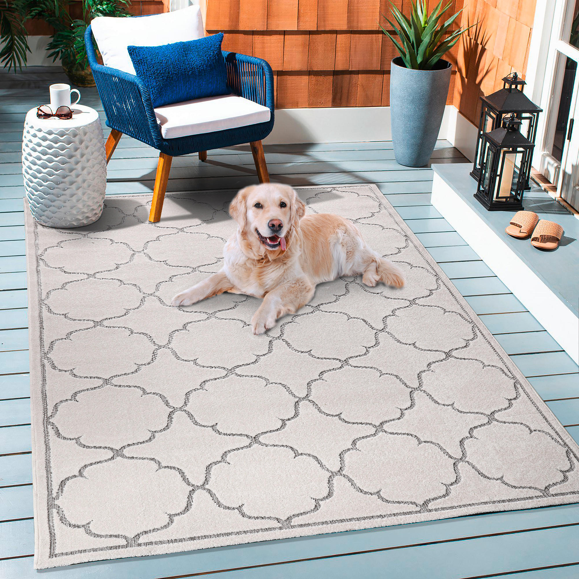 Thumbnail - Novel Outdoorteppich Berlin, Creme, Textil, geometrisch, rechteckig, 200x290 cm, Oeko-Tex® Standard 100, pflegeleicht, T...