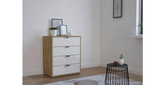 KOMMODE 40/70/43 cm  - Schieferfarben/Eiche Bianco, KONVENTIONELL, Glas/Holzwerkstoff (40/70/43cm) - Dieter Knoll