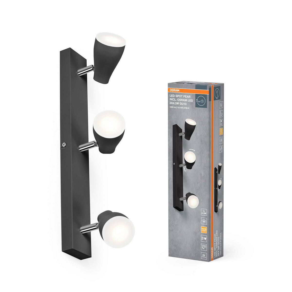 LED-STRAHLER 44,4/6/13,1 cm   - Schwarz, Basics, Kunststoff/Metall (44,4/6/13,1cm) - Osram