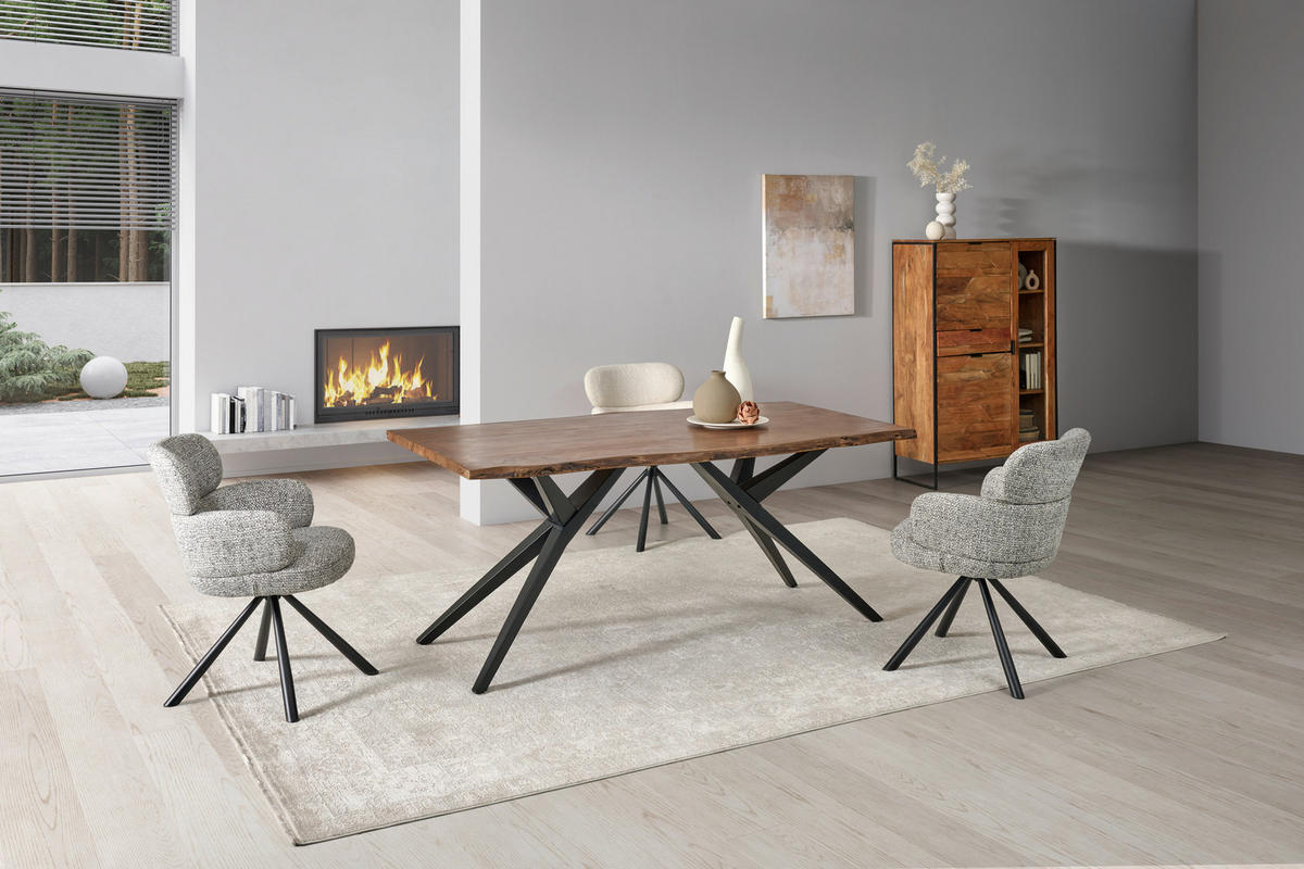 STOL ZA BLAGOVAONICU  crna, boje oraha  drvo, metal      - boje oraha/crna, Moderno, drvo/metal (200/100/76cm) - P & B