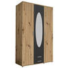 DREHTÜRENSCHRANK 120/195/55 cm 3-türig Graphitfarben, Eiche Artisan  - Graphitfarben/Alufarben, Basics, Glas/Holzwerkstoff (120/195/55cm) - P & B