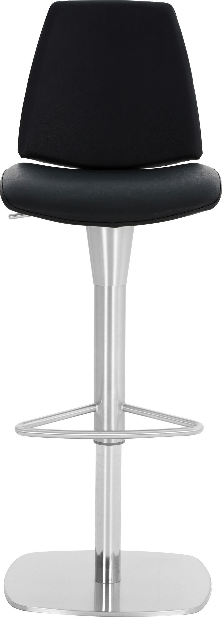 BARHOCKER in Metall, Leder Schwarz, Edelstahlfarben  - Edelstahlfarben/Schwarz, Design, Leder/Metall (40/85-112/40cm)