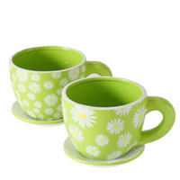 ÜBERTOPF  - Weiß/Grün, KONVENTIONELL, Keramik (16/12/10,2cm)