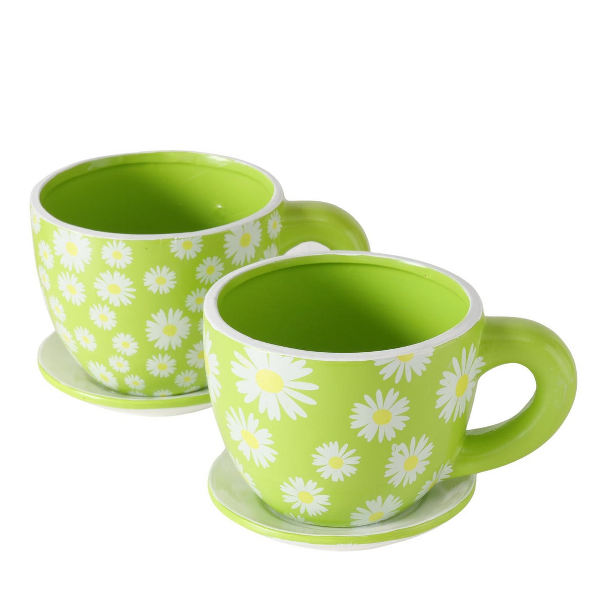 ÜBERTOPF  - Weiß/Grün, KONVENTIONELL, Keramik (16/12/10,2cm)