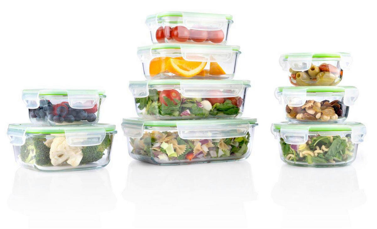 FRISCHHALTEDOSENSET 18-teilig  - Transparent/Grün, Basics, Glas (37/19.5/23.5cm) - Alpina 6287