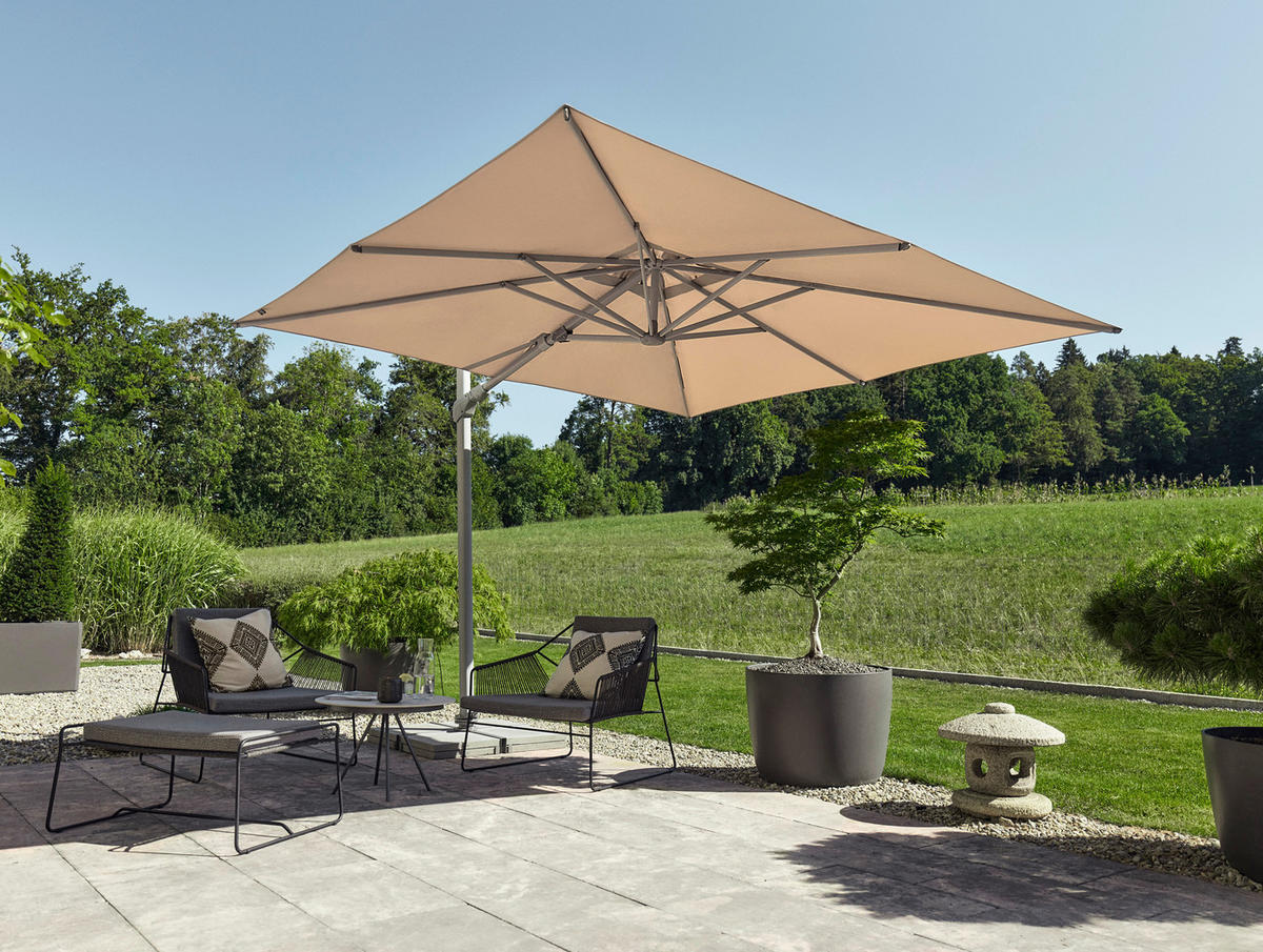 AMPELSCHIRM 300x300 cm  - Silberfarben/Hellgrau, Basics, Textil/Metall (300/300cm) - Suncomfort by Glatz