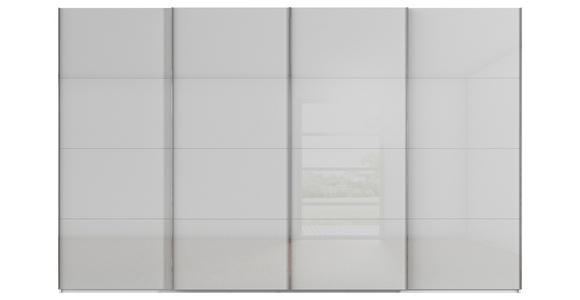 SCHWEBETÜRENSCHRANK 361/223/68 cm 4-türig Weiß, Seidengrau  - Chromfarben/Seidengrau, Design, Glas/Holzwerkstoff (361/223/68cm) - Novel