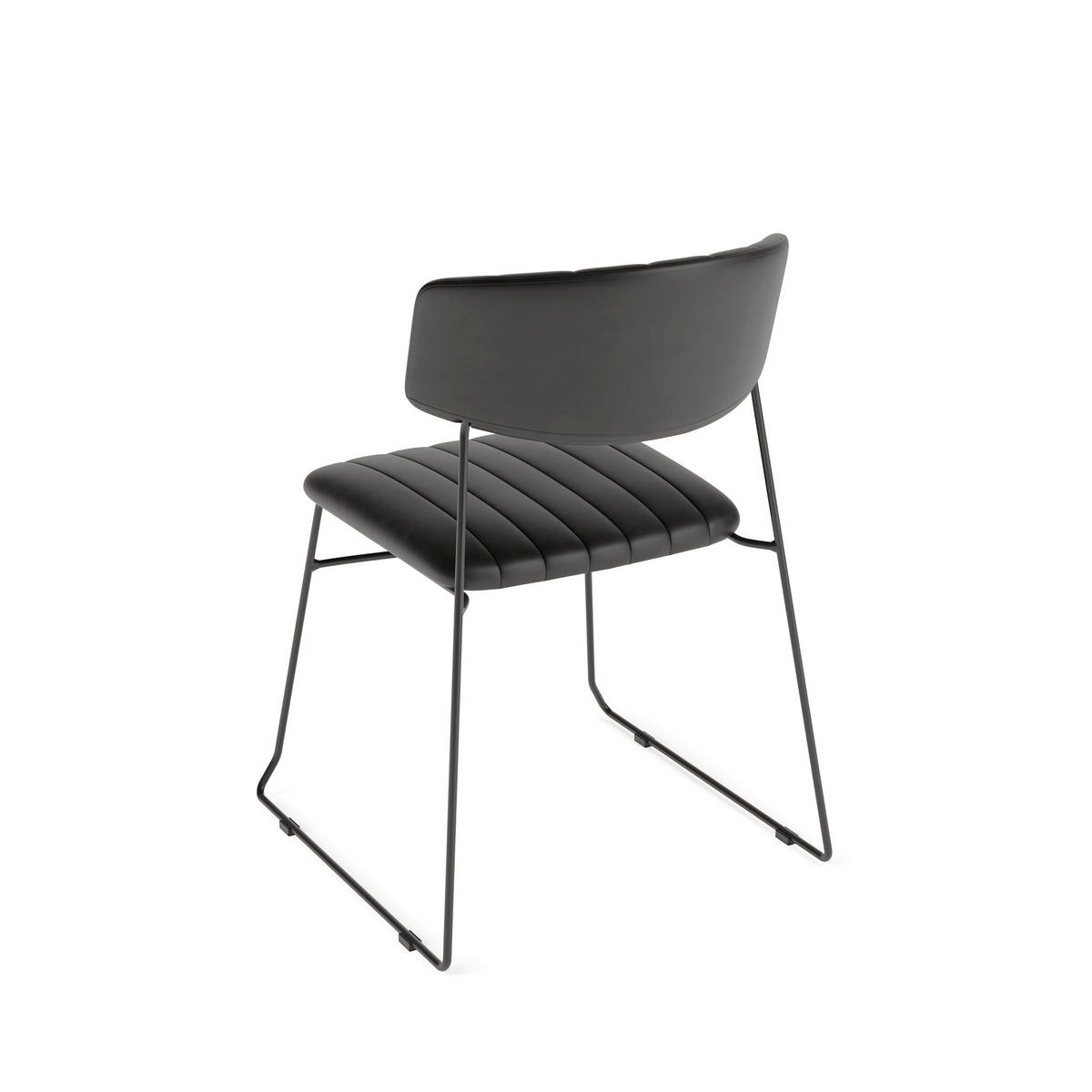 STUHL-SET 4 Stück  in Stahl  - Schwarz, MODERN, Leder/Metall (48/78/57cm) - MID.YOU