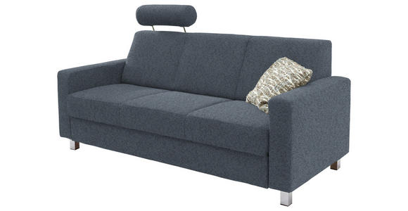 3-SITZER-SOFA in Flachgewebe Blau  - Chromfarben/Blau, Design, Textil/Metall (195/83/85cm) - Xora