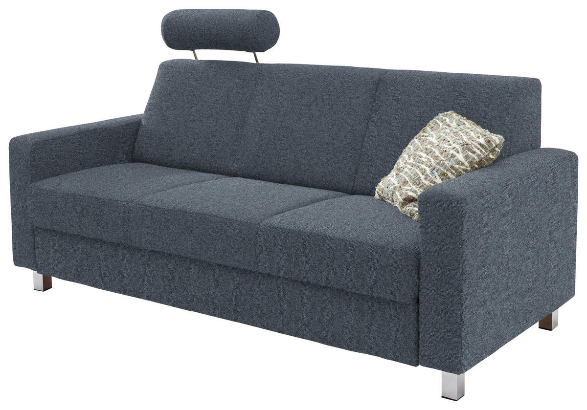3-SITZER-SOFA Flachgewebe Blau  - Chromfarben/Blau, Design, Textil/Metall (195/83/85cm) - Xora