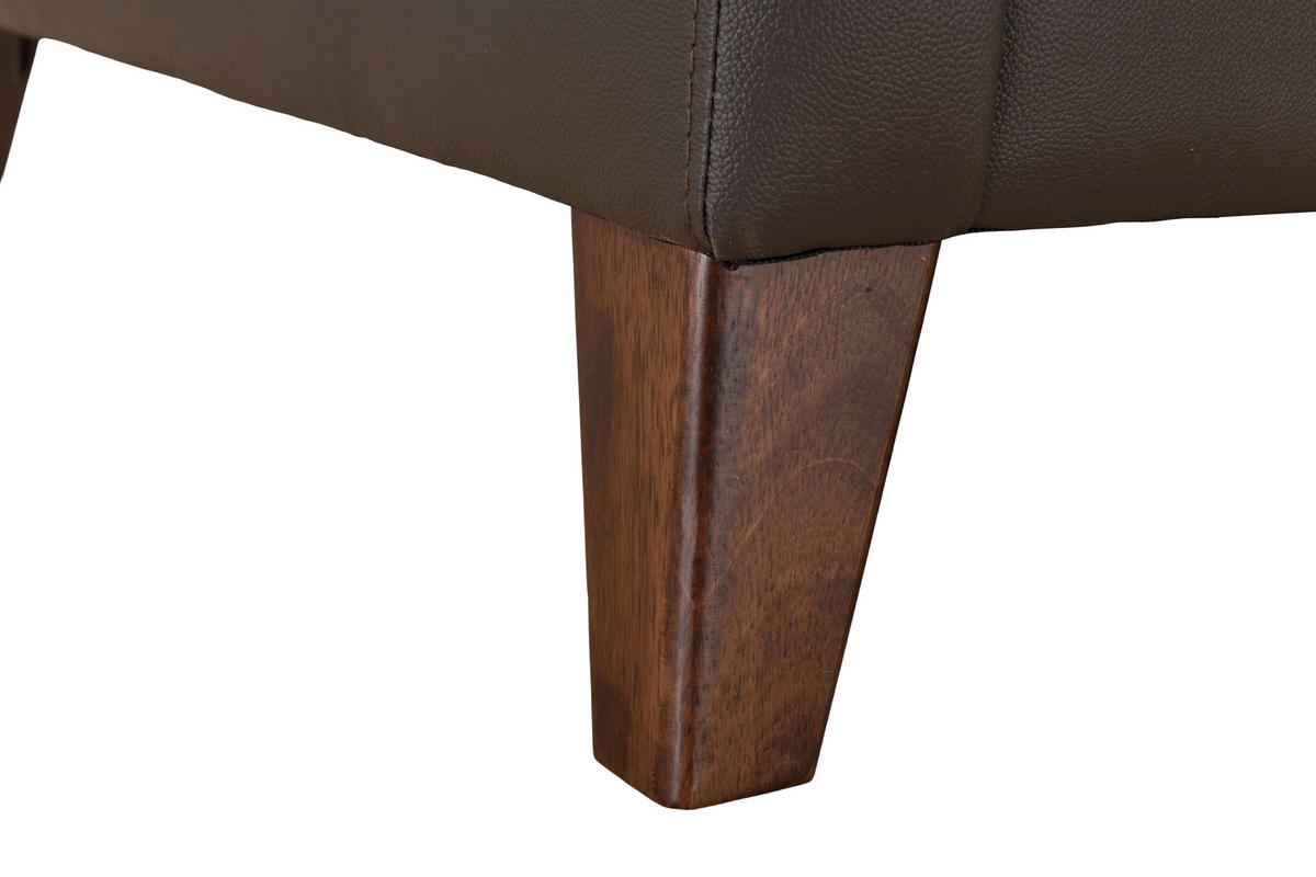 ECKSOFA SERA Braun Echtleder Lederlook  - Dunkelbraun/Braun, Design, Leder/Holz (235/194cm) - Livetastic