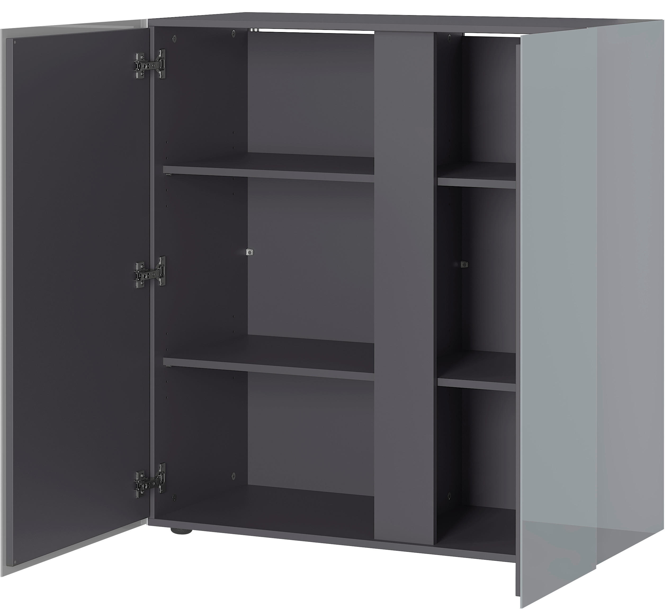 KOMMODE  in 94/103/43 cm  - Schwarz/Graphitfarben, KONVENTIONELL, Glas/Holzwerkstoff (94/103/43cm)