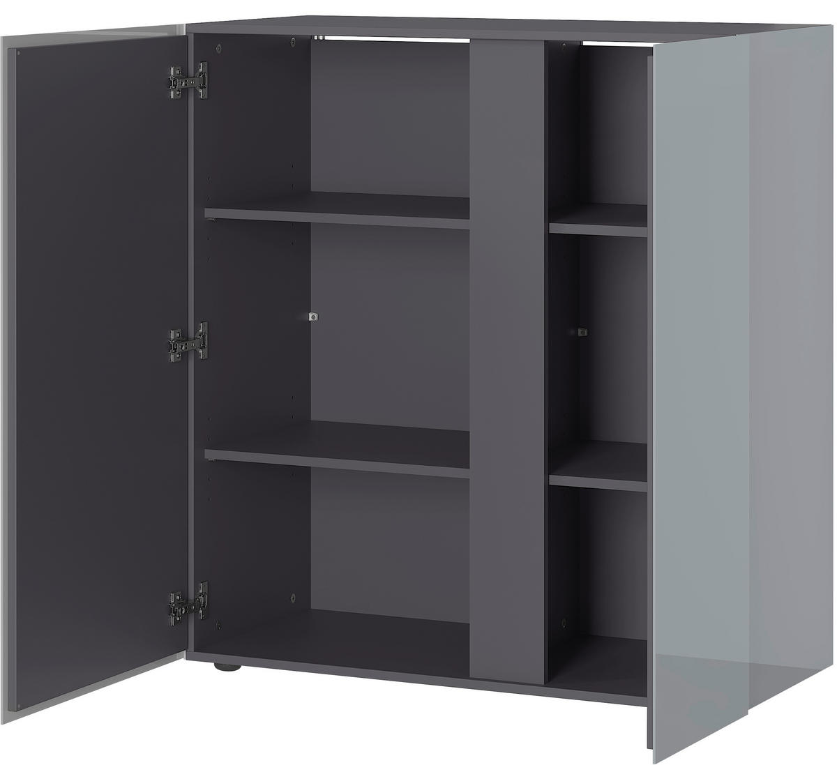 KOMMODE  in 94/103/43 cm  - Schwarz/Graphitfarben, KONVENTIONELL, Glas/Holzwerkstoff (94/103/43cm)