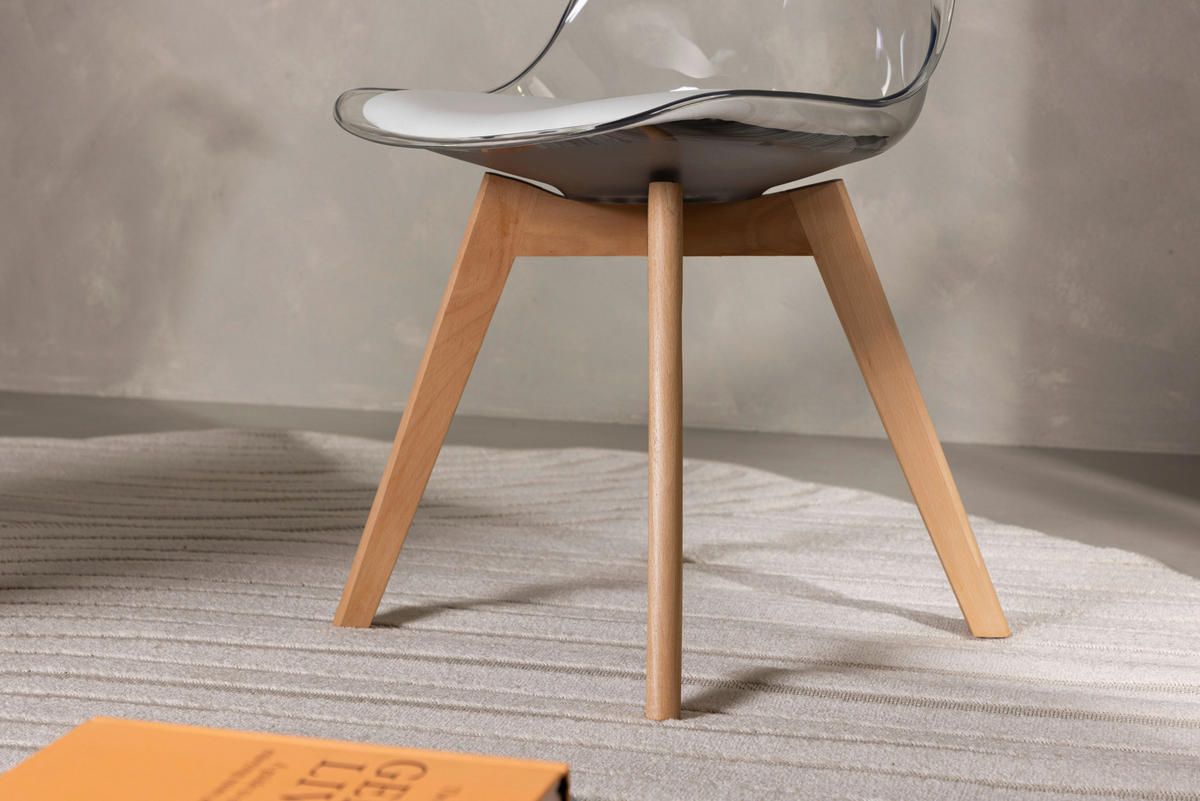 STOLSET 2 styck läderimitation (vegan)  - vit/björkfärgad, Design, trä/textil (49/85/50cm) - Livetastic