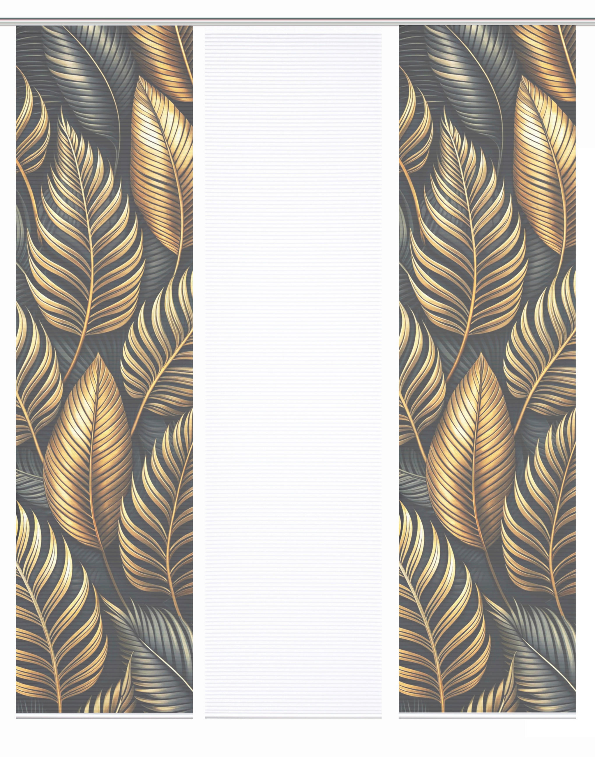 FLÄCHENVORHANG  3 Stück  blickdicht  60/245 cm   - Anthrazit/Goldfarben, Natur, Textil (60/245cm)