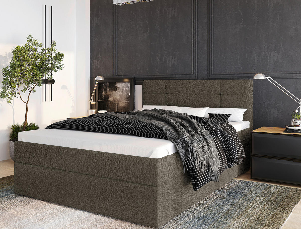 BOXBETT 140/200 cm  in Dunkelbraun  - Dunkelbraun/Schwarz, KONVENTIONELL, Holz/Kunststoff (140/200cm) - Boxxx