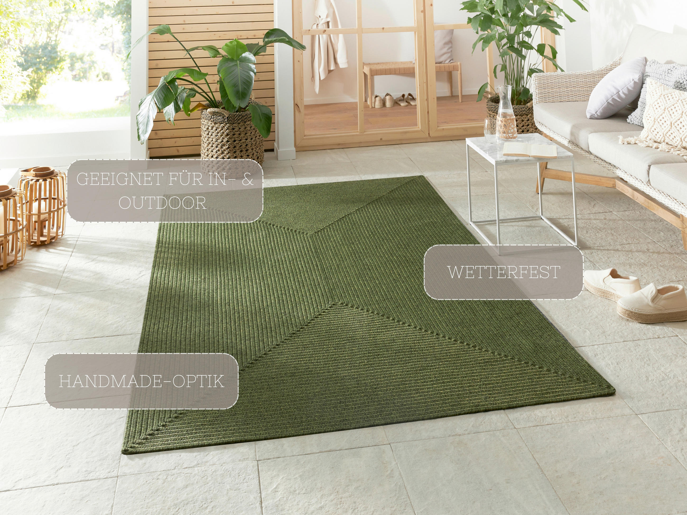 OUTDOORTEPPICH 80/150 cm Braided Smaragdgrün  - Smaragdgrün, Basics, Kunststoff (80/150cm)